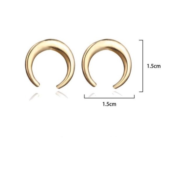 Silver Tone Crescent Moon Stud Earrings - Picture 4 of 4